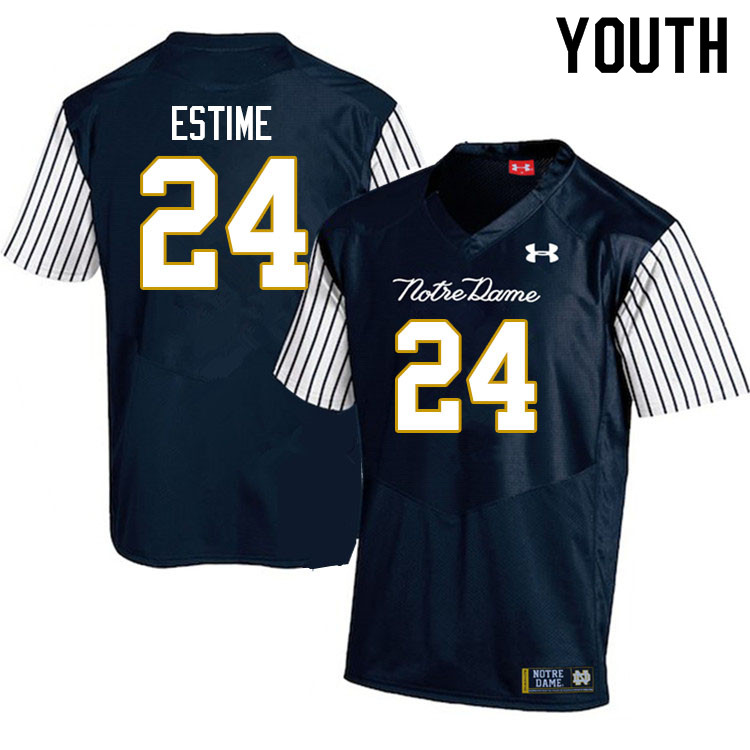 Youth #24 Audric Estime Notre Dame Fighting Irish College Football Jerseys Sale-Alternate Navy - Click Image to Close